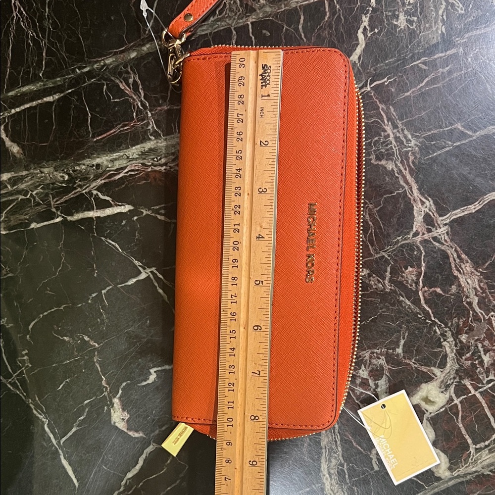 Michael Kors Vibrant Orange Zip-Around Wallet